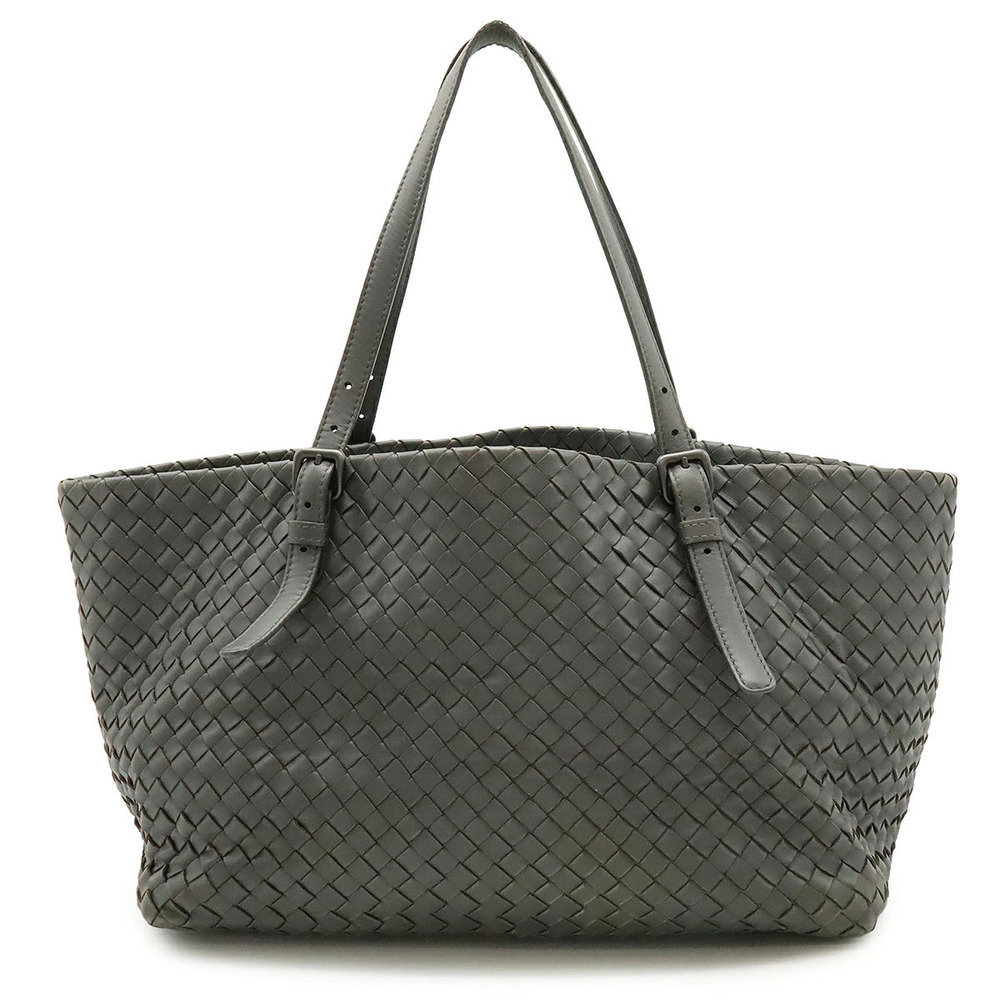 BOTTEGA VENETA Intrecciato Tote Bag Shoulder Leather Gray